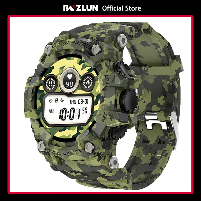 

Bozlun Camouflage Smart Watch Men Heart Rate Monitor Blood Pressure Outdoor Sport Waterproof Smartwatch For iOS Android T6