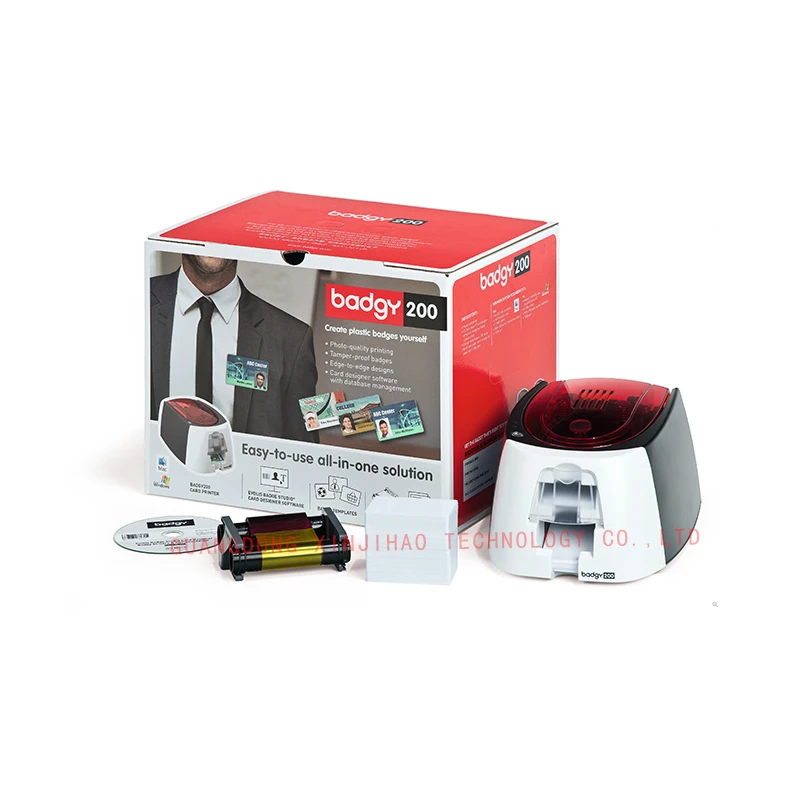 

Evolis Badgy200 Card Printer Single-Sided Printing Edge-To-Edge With Free Cbgr0100C Ymcko Ribbon