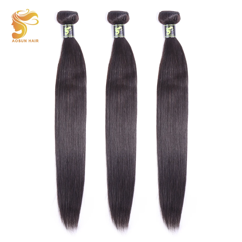 AOSUN бразильские волосы плетеные пряди волос с застежкой 100% человеческие для