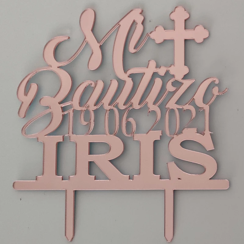 Персонализированный Топпер для торта крещения с именем на заказ испанское имя Mi