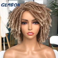 short dreadlock curly hair wig synthetic soft faux locs wigs with bangs for black women ombre crochet twist braiding hair