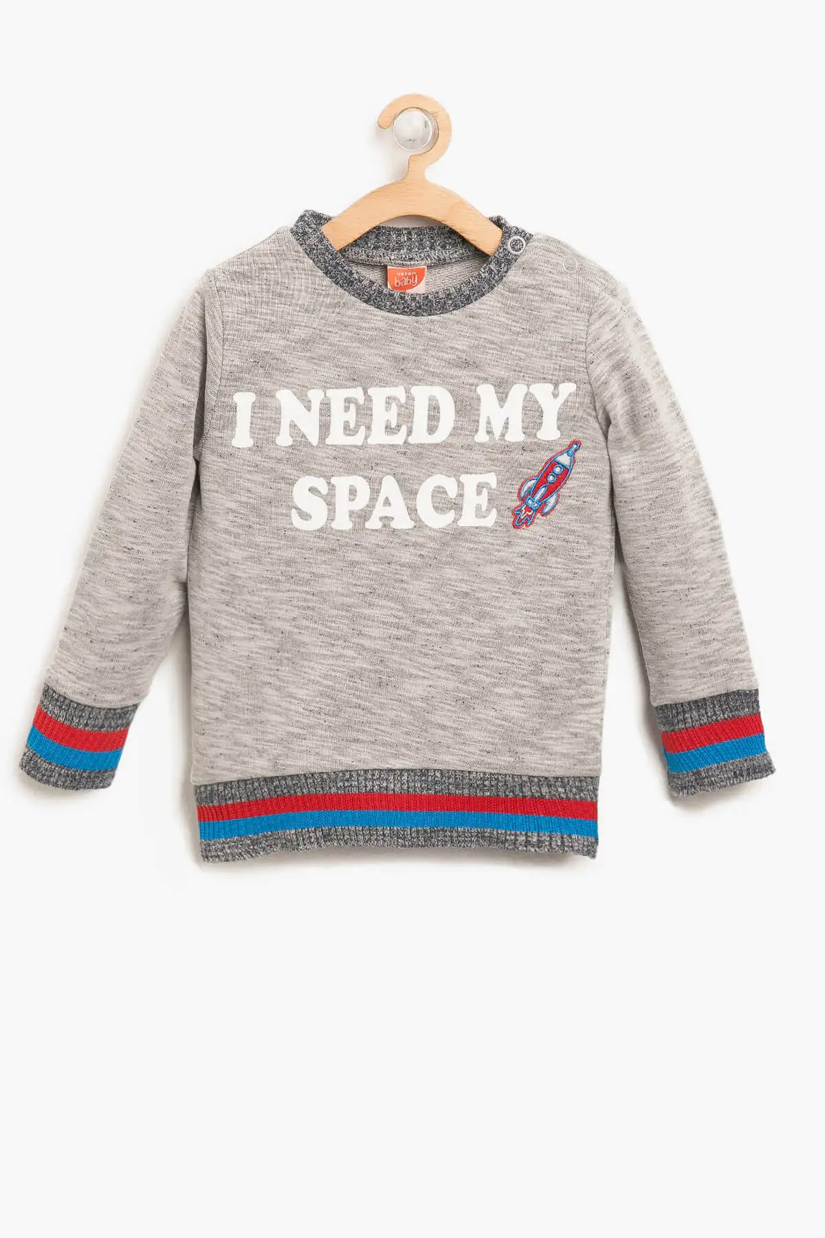 Детский серый свитшот с принтом Koton для мальчиков | Мужская одежда