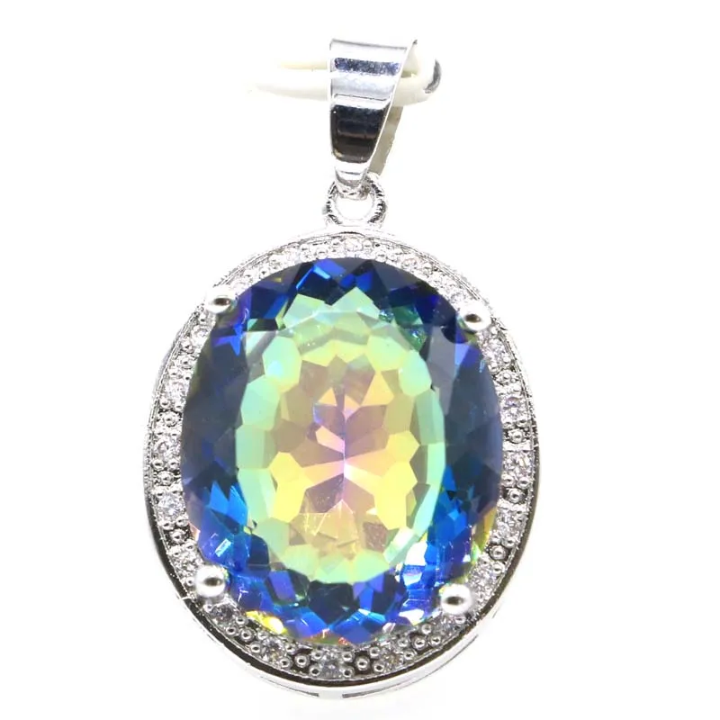 32x19 мм красивая овальная форма создан огонь Радуга Мистик Фиолетовый Топаз Белый