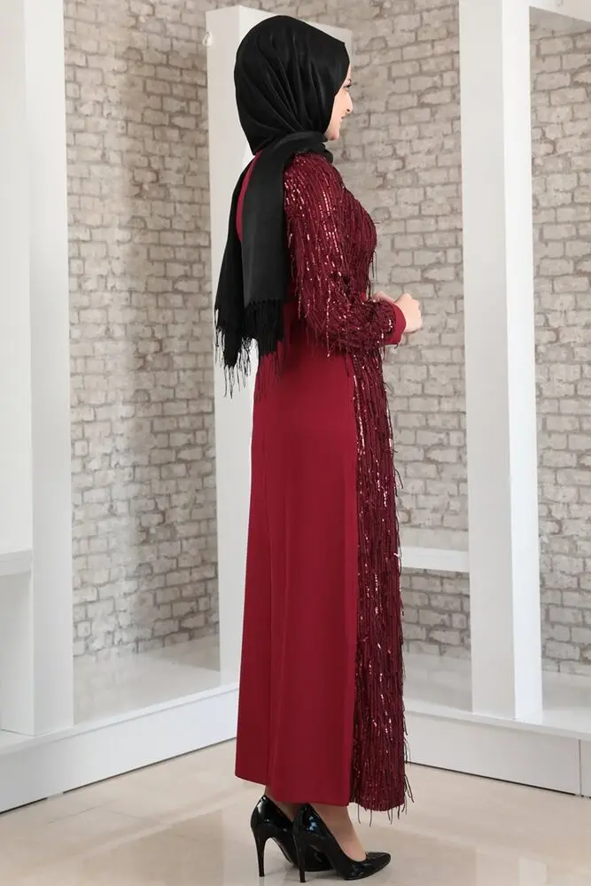 

Claret red women dress. Elegant and quality abaya. Muslim dress. New season fashion. Four season useable. Made in Turkey. Kaftan