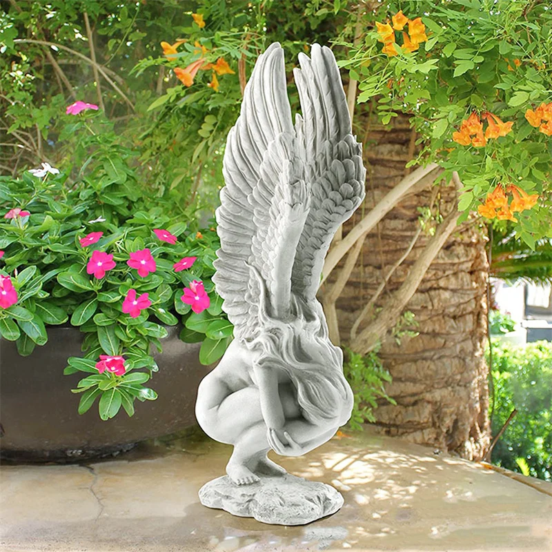 

Angel Wings Resin Crafts Sculpture Home Decoration Ornaments Angel Redemption Statue Angel Memorial Statue Resin Antique Stone
