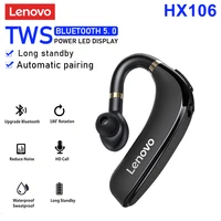 lenovo hx106 wireless bluetooth earphone business ear hook bluetooth 5 0 headset with mic for driving meeting earbuds
