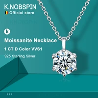 k nobspin 2 0ct vvs1 d color moissanite necklace 925 soild sterling sliver chain with certificate fine jewelry for woman