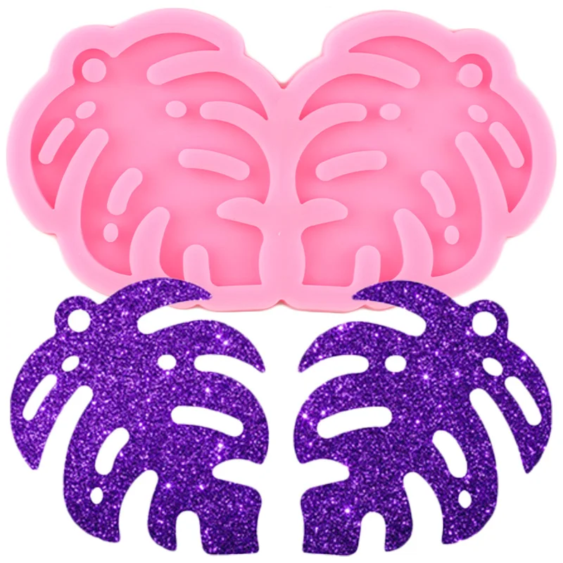 L/M/S блестящие пальмовые серьги в виде дерева DIY эпоксидные силиконовые формы