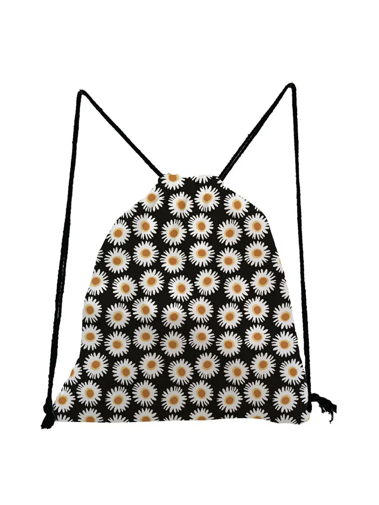 

Small Daisy Printed Women's Handbag Custom Pattern Girl Pouch Big Capacity Drawstring Backpack Practical Adult Soft Shoe Pocket