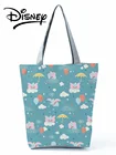 Сумка-тоут с принтом Disney Дамбо, Большая вместительная сумка для покупок с изображением слона из мультфильма, Синяя Женская пляжная сумка для путешествий
