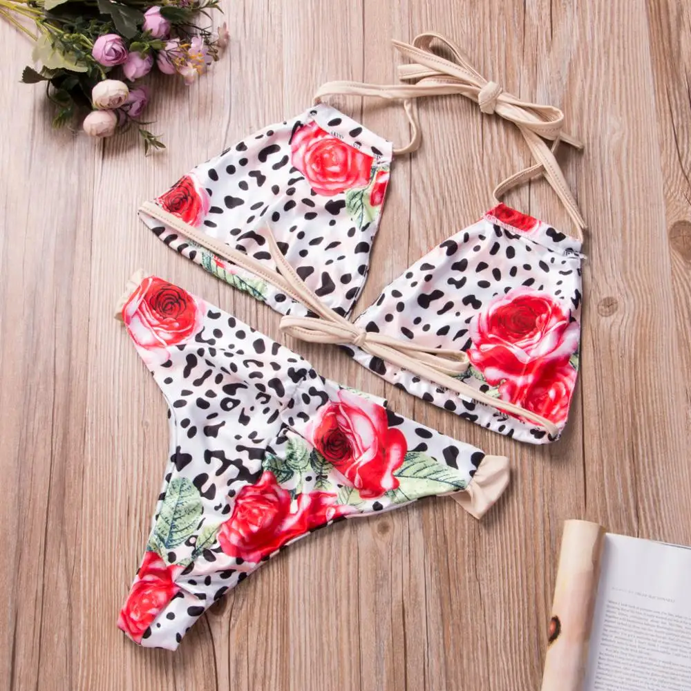 Женский купальник микро бикини с принтом сексуальный бандажная пляжная