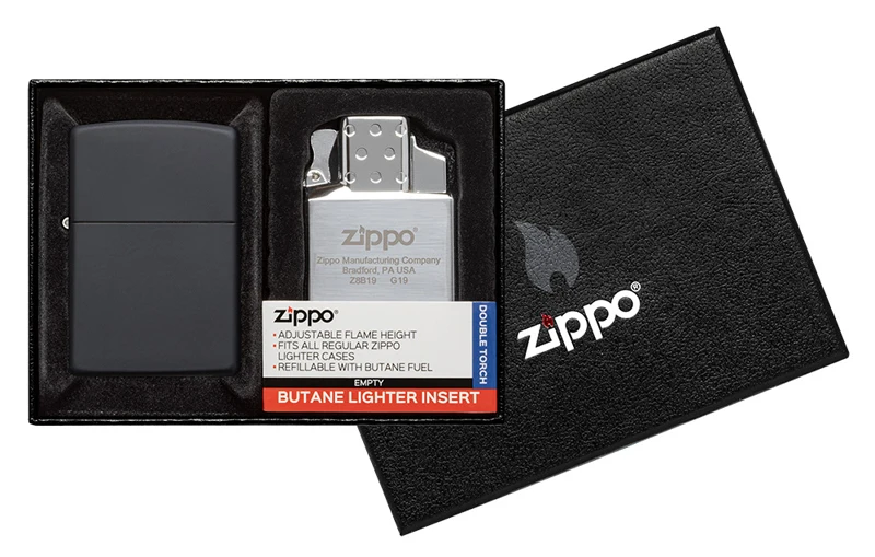 Набор Zippo: зажигалка 218 с покрытием Black Matte и газовый вставной блок двойным