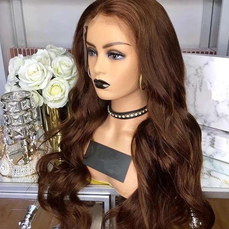 Soft Long Wavy Synthetic Lace Front Wig Brown Lace Front Wig Female Cosplay Wigs