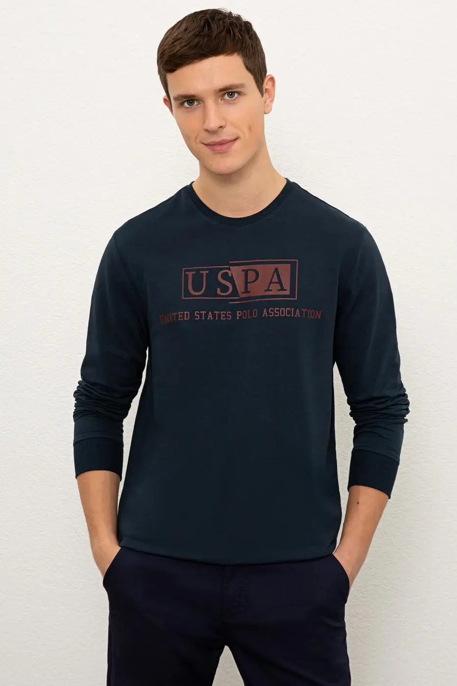 

Original Us. Polo Assn. sweateshirt men USPA logo Cotton Standard fit long sleeve O-neck multiseason New collection