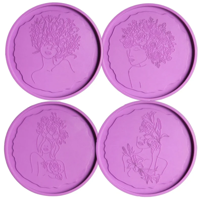 

New Fashion Lady Epoxy Mold Irregular Agate Flower Fairy Art Coaster Rock beauty Sexy Girl Coaster Mold