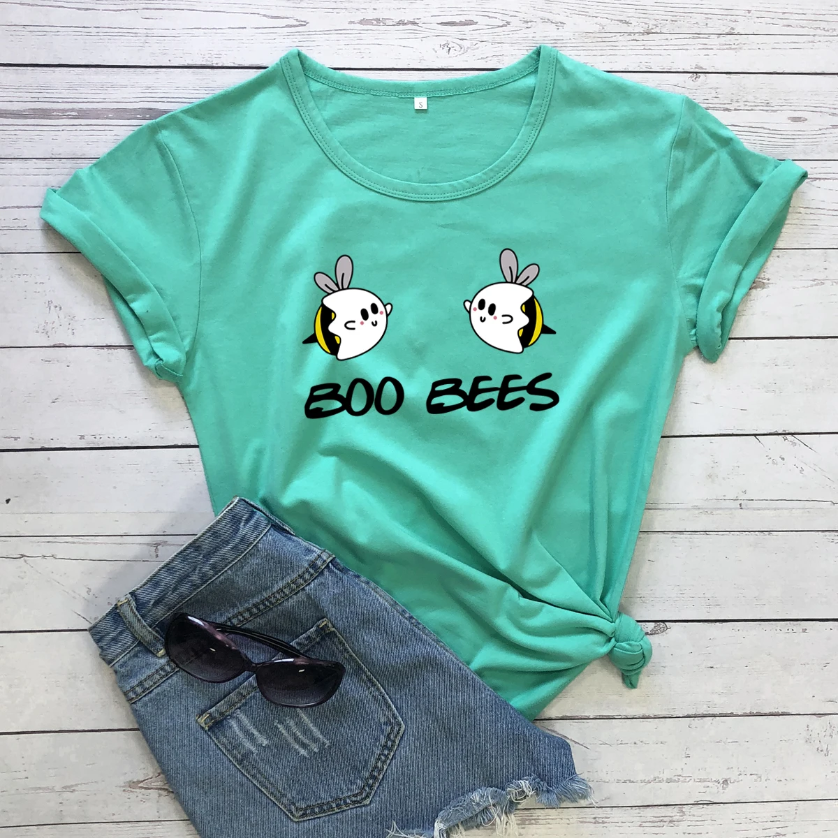 

Милая женская футболка Boo bees graphic из чистого хлопка, повседневная забавная хипстерская Винтажная футболка в уличном стиле, подарок, унисекс, ...