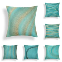 geometric turquoise agate cushion cover gold agate pillowcase home sofa decorative green throw pillow cover