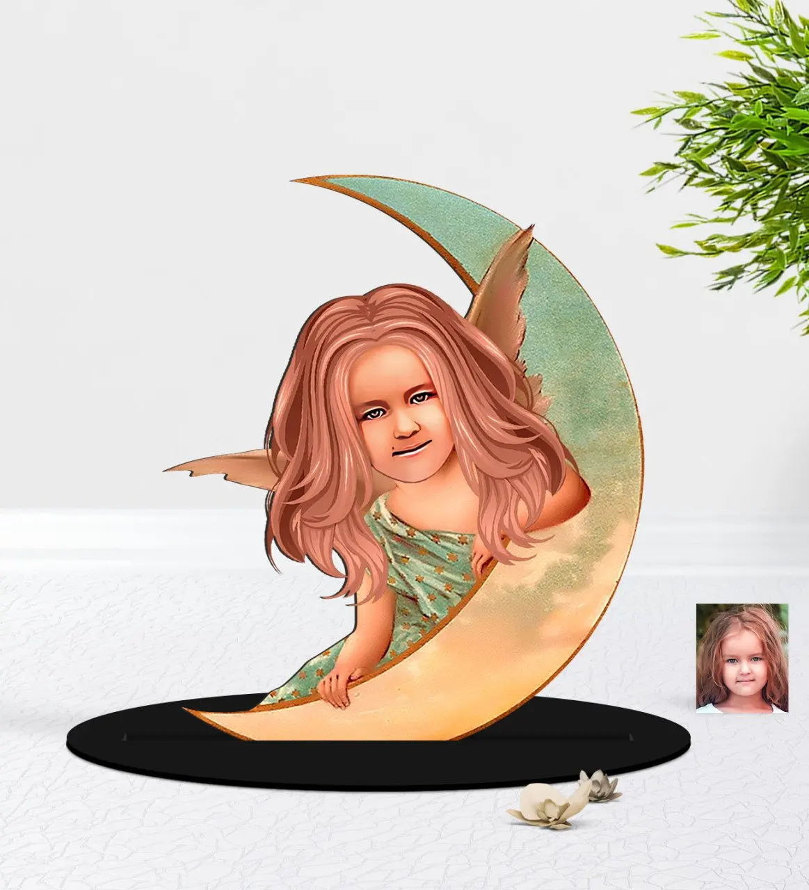 Персонализированные Женские маленький ангел ”карикатура 3D древесины Biblo 1