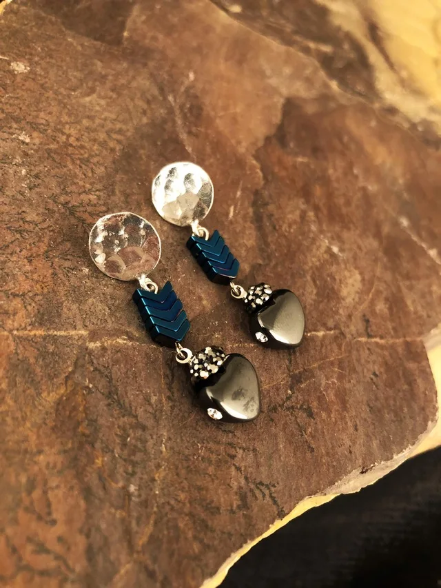 

Dr Stone Natural Stone Women Hematite Stone Rose Gold Plated Earrings KRB 439800263