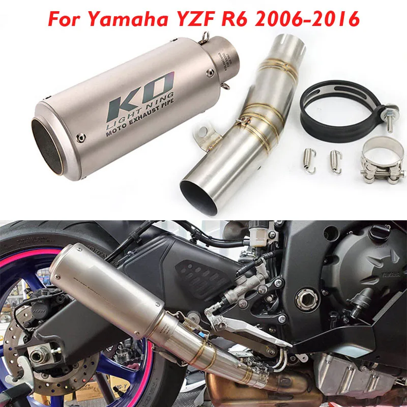 

YZF-R6 Motorcycle Exhaust Muffler Escape Silencer Connector Pipe Middle Link for Yamaha YZF R6 2006-2016