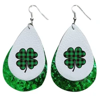 new happy st patricks day leather earrings two layers green glitter amscan green felt irish hat shamrock