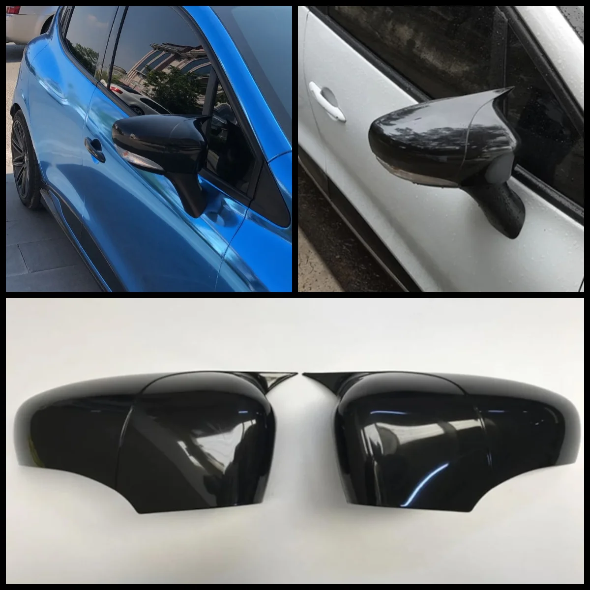 For Renault Clio 4 MK4 2 Pieces ABS Plastic Bat Wing Mirror Covers Caps Rearview Case Cover Gloss Black Car Accessories | Автомобили и