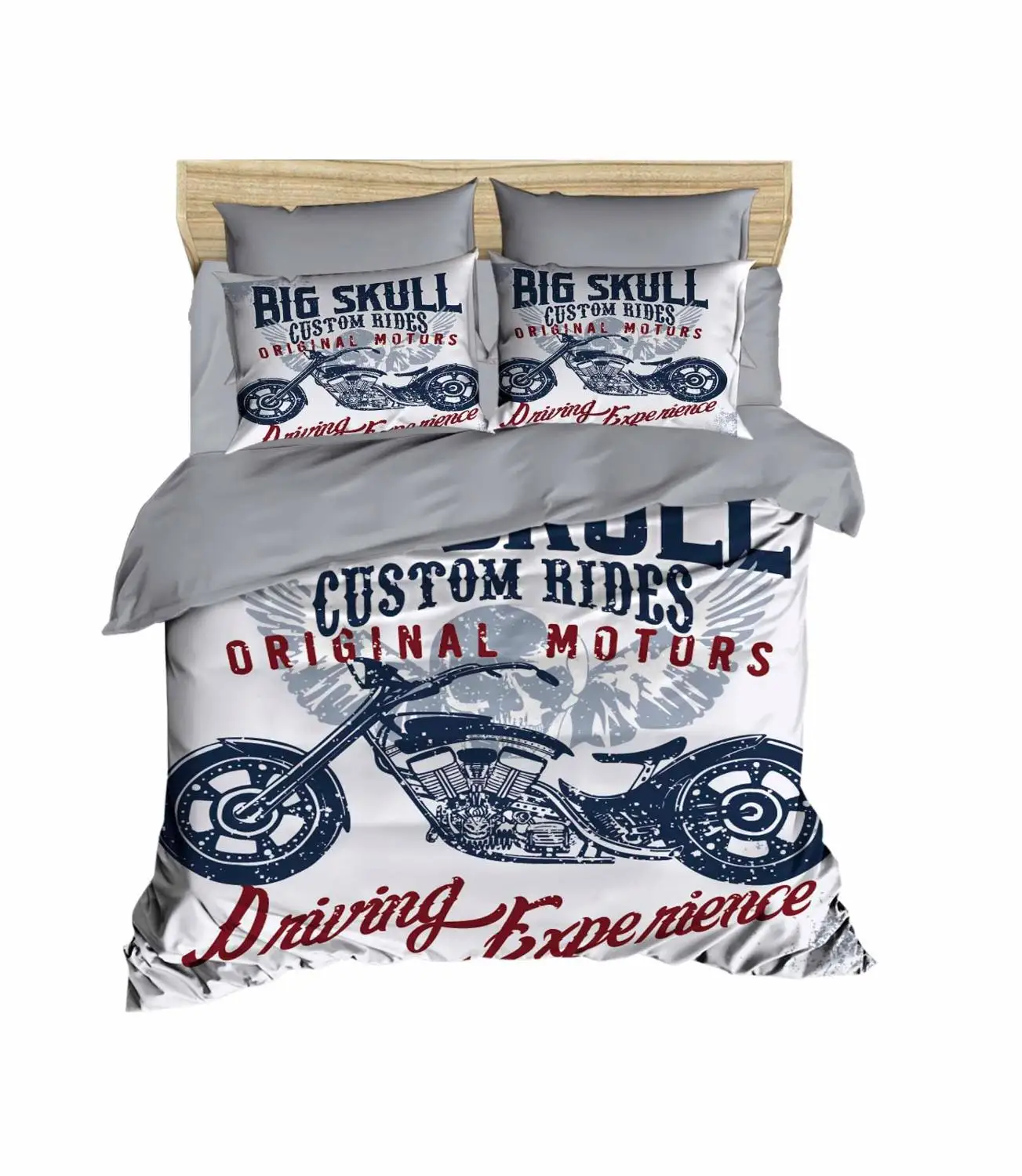 

100% Turkish Cotton Motorcycle Bedding Set 3D Printed Duvet Cover Set, All Sizes, Made in Turkey