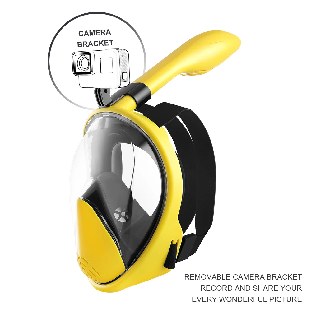 Маска для подводного плавания Rodicoco незапотевающая желтая на все лицо безопасная