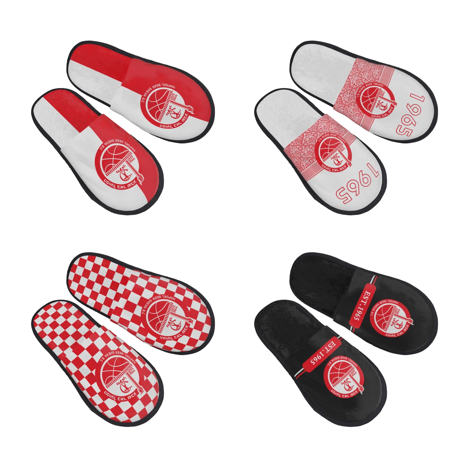 

Israel Hapoel Beer Sheva Bc Women and Men Slipper Fluffy Soft Plush Warm House Shoes Anti-Skid Cozy Plush