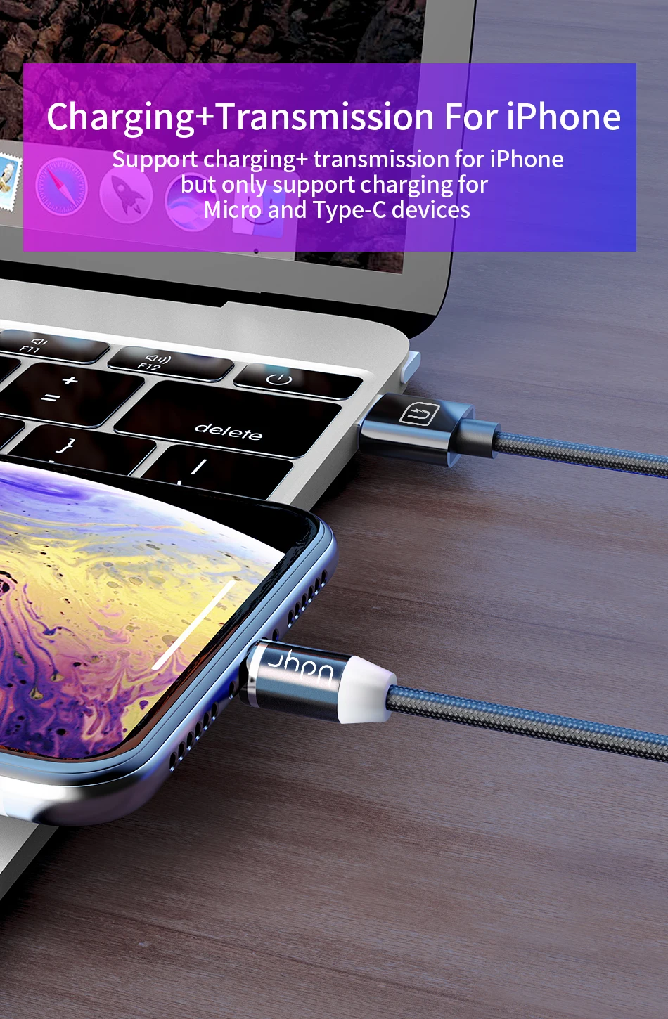 Udyr 2 м Магнитный Micro USB кабель для iPhone samsung Android мобильный телефон Быстрая зарядка usb type C кабель магнит зарядное устройство провод шнур