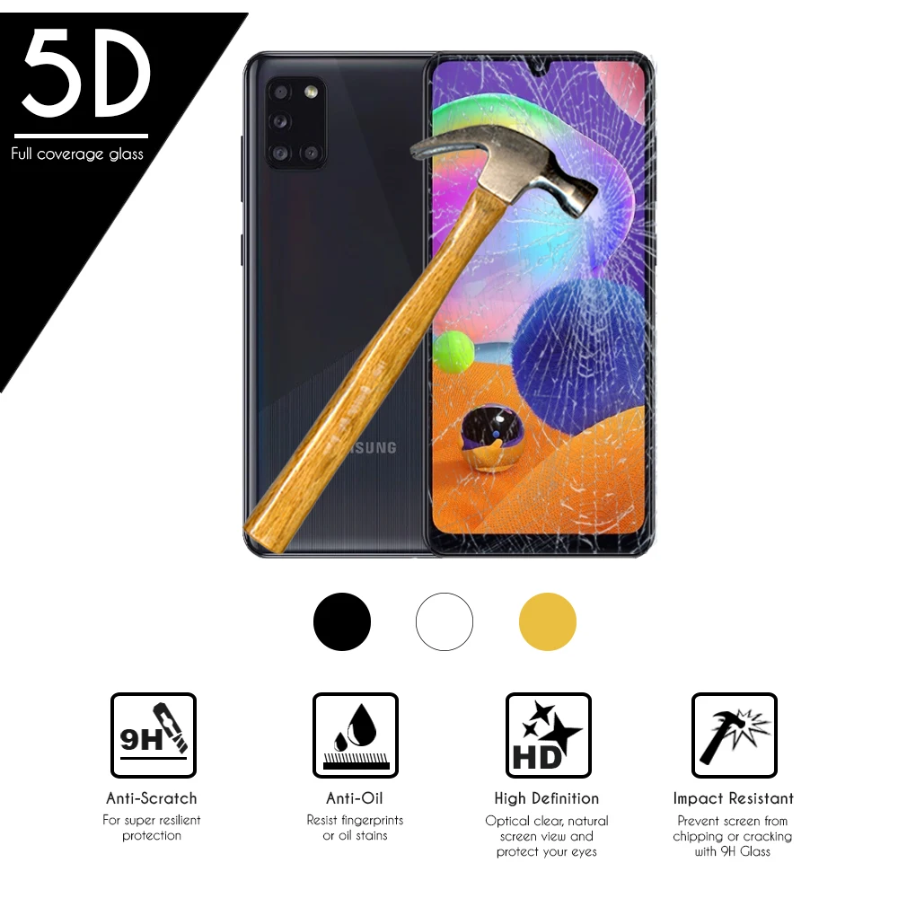 5D смартфон полное Закаленное стекло протектор для Samsung Galaxy A31 (4G) 6 4&quot|Защитные