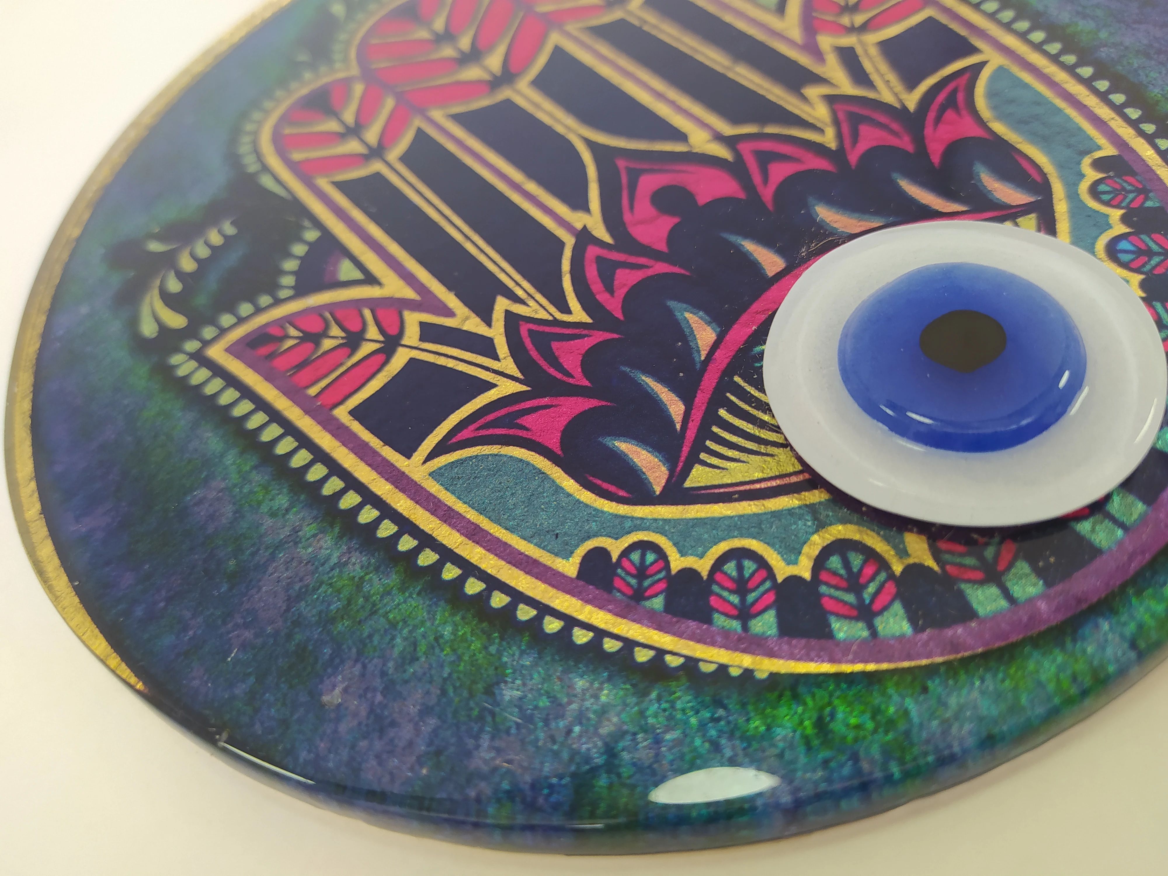 

Hamsa Hand Evil Eye 15cm Glass Bead Turkish Big Amulet for Wall Hanging Talisman Charm Protector Boho Home / Room Decor