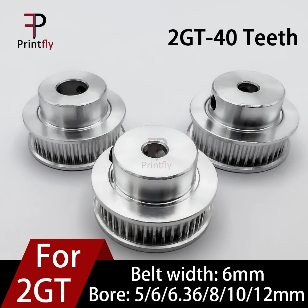 

Printfly 40Teeth 2M 2GT Synchronous Pulley Bore 5/6/6.35/ 8/10/12mm For Width 6mm GT Timing Belt GT2 Pulley Belt 40T