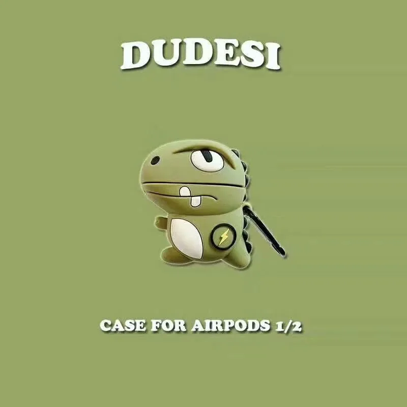

Cartoon lightning dinosaur for AirPods Pro headset case 1 2 generation Apple Bluetooth silicone protective shell Cartoon Cute