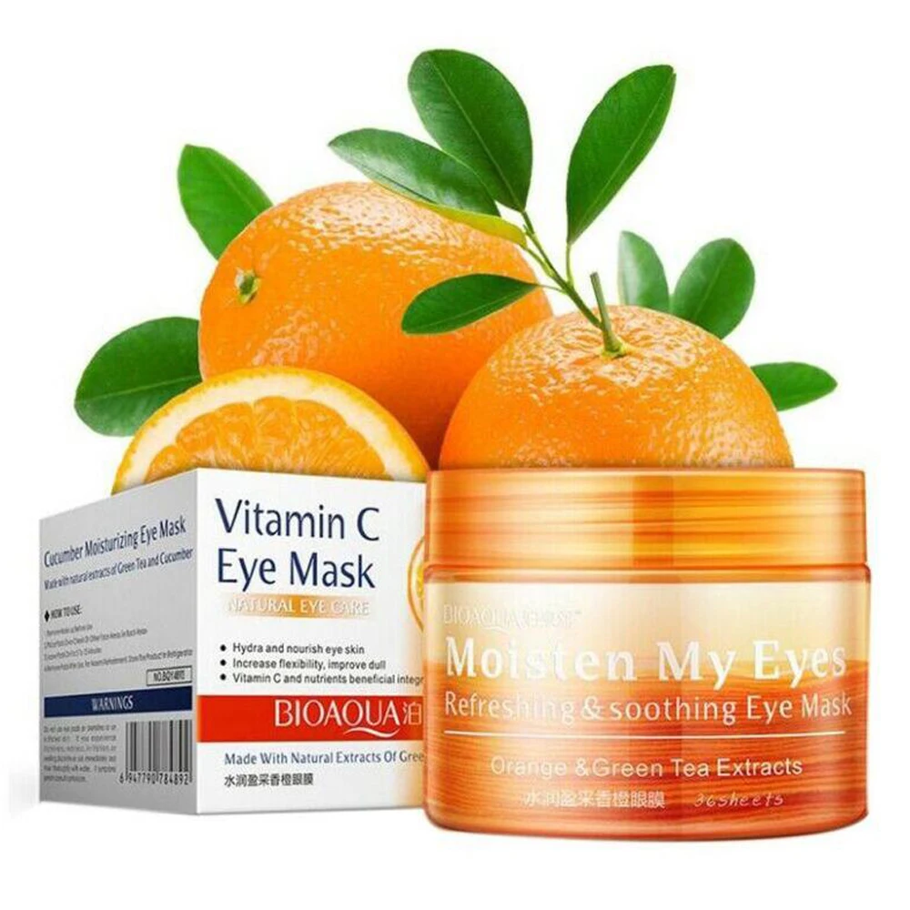 Тканевые патчи для глаз с витаминами и экстрактом зеленого чая BIOAQUA Vitamin C Eye Mask (36