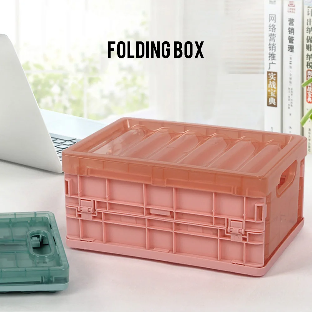 

Durable Plastic Collapsible Storage Organizer with Translucent Lids Crates Plastic Tote Make-Up product Storage Box Container