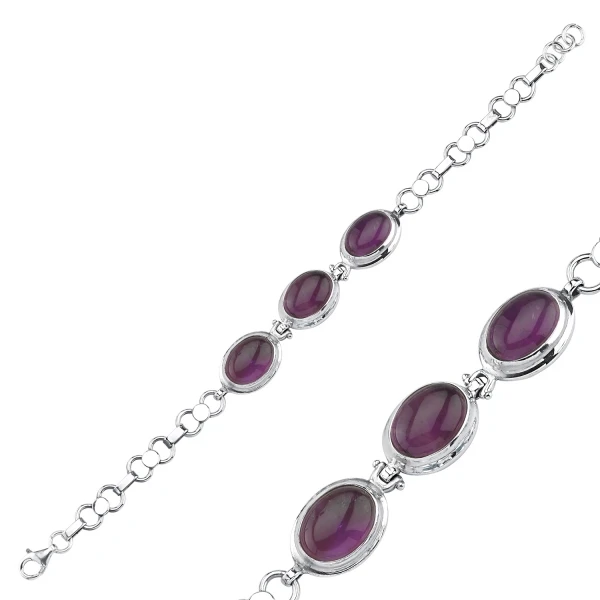 

Silver 925 Sterling Amethyst Stone Handwork Bracelet
