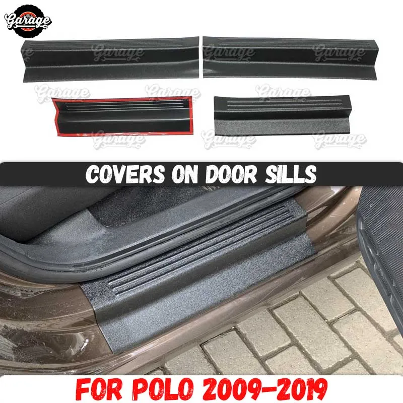 Защитные чехлы на пороги для Volkswagen Polo Sedan 2009 2019 ABS пластиковые накладки аксессуары