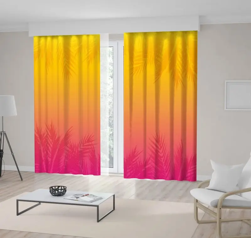 Занавес Тропический Закат красочные листья пальмы летние пляжные праздники