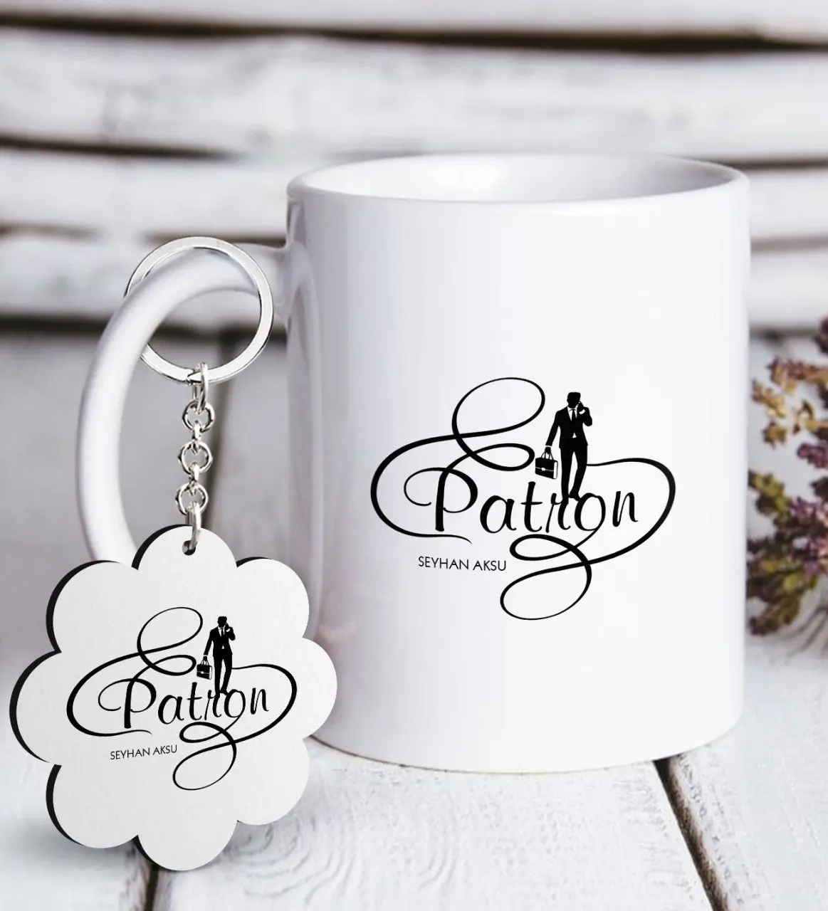 

Personalized Professional Boss White Mug and Keychain Gift Seti-3