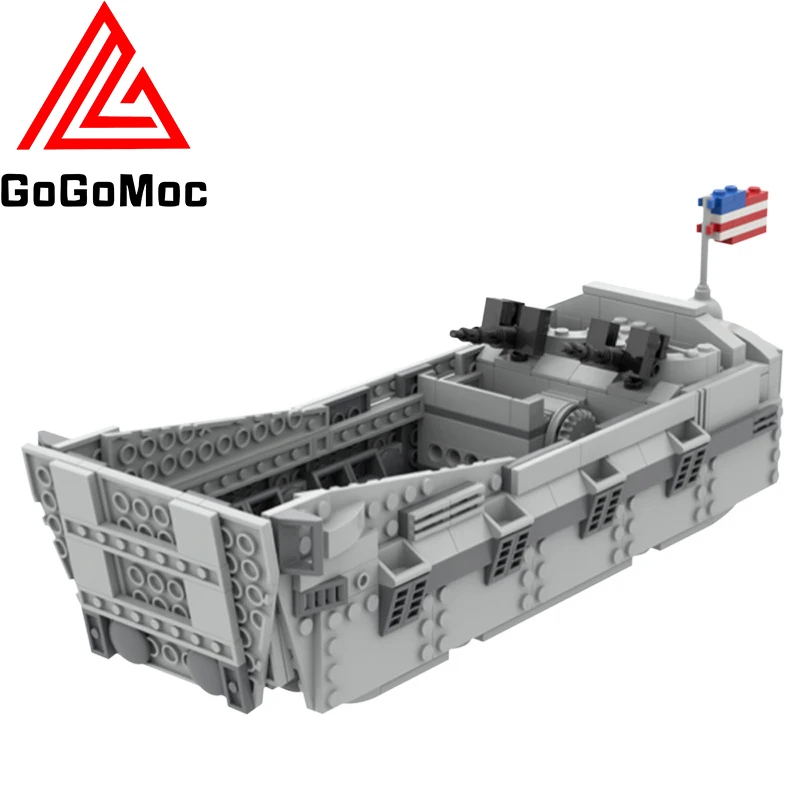 

Шасси Moc D-Day Второй мировой войны "лодка Хиггинса", строительные блоки, высокотехнологичный военный каяк, оружие, кирпичи, игрушки для детей, ...