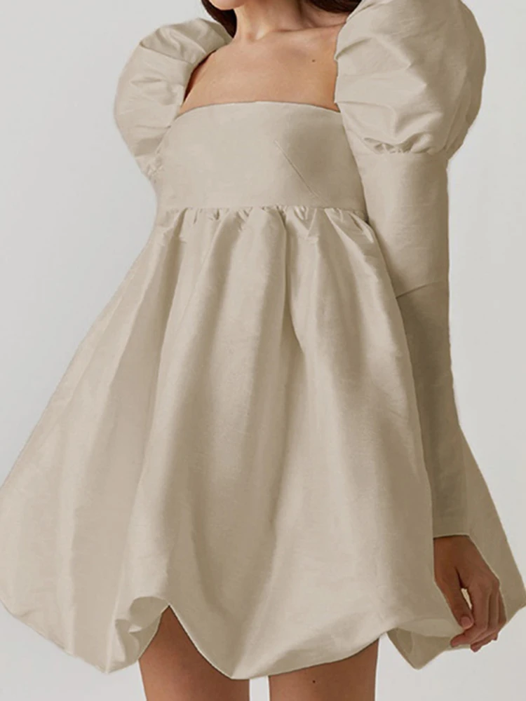 Rapwriter Elegant A Line Dress Vintage Square Collar Party Dress Korean Evening Prom Dress Romantic Black Short Dress For Girl