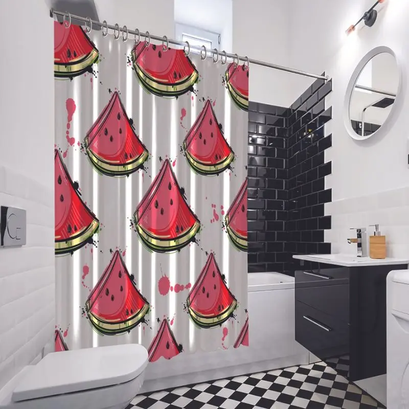 Занавеска для душа с ломтиками арбуза веганская сочная фруктовая Краска Брызги