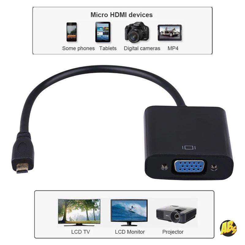 Переходник Micro HDMI - VGA 1080P для ПК планшетов цифровой адаптер с micro на папа к Мама