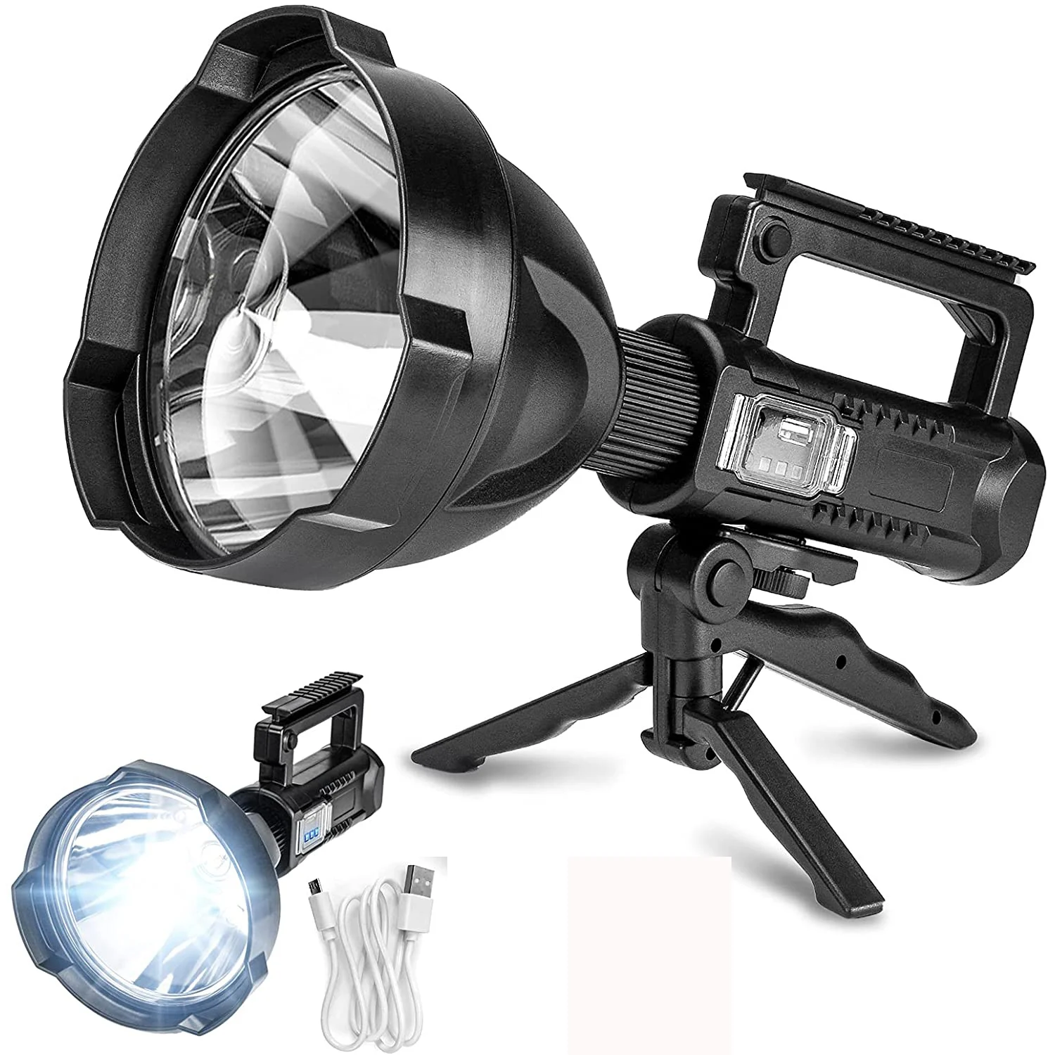 

Super Bright Searchlight Tactical USB LED Flashlights Handheld Rechargeable Spotlight Torch Light Waterproof Work Light Outdoor