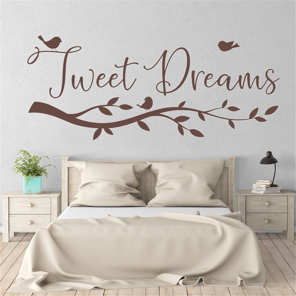 

Tweet Dreams Quotes Wall Decals For Baby Bedroom Nursery Decor Murals Removable Vinyl Branch Bird Stickers Poster HJ1003