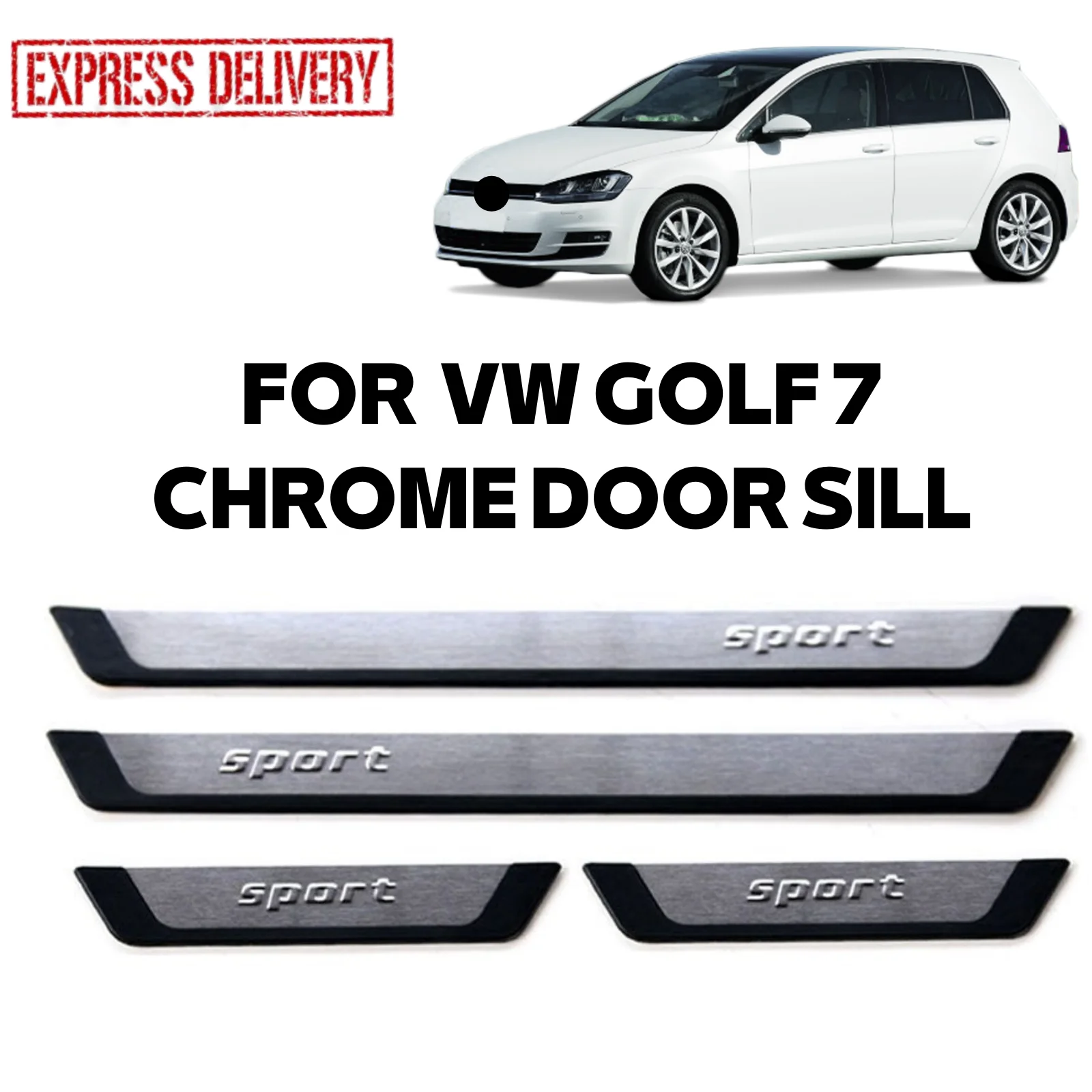 

FOR VW GOLF 7 MK7 2013-2021 4 PCS SPORT PRINTED CHROME DOOR THRESHOLD PROTECTION SILVER COLOR DIGITS ACCESSORY CAR MODIFIED EKİPMAN CUSTOM