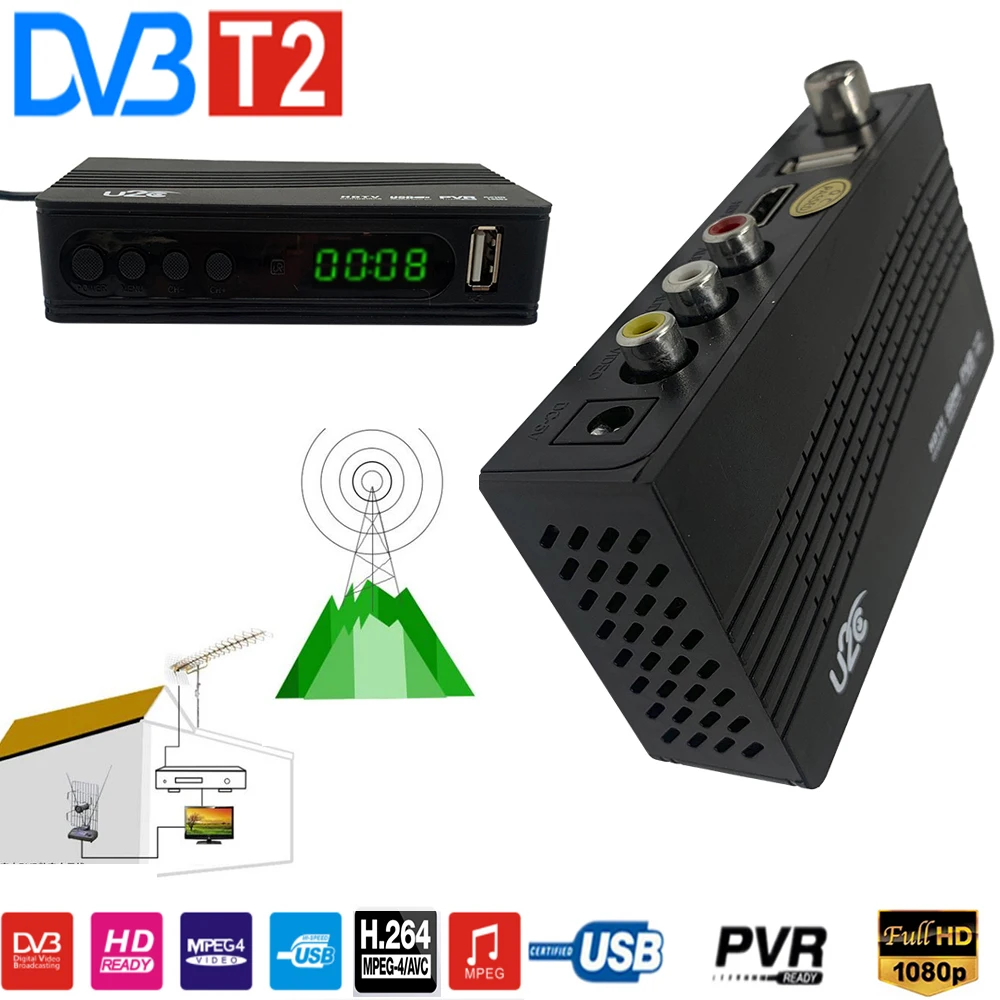 DVB T2 Мини TV Stick HD Wi Fi PVR H.264 1080p Android цифровая ТВ коробка Декодер каналов кабельного