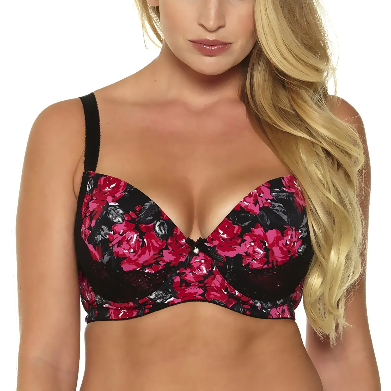 

MiaoErSiDai Sexy Woman's Floral Print Bra Push Up Lace Soutien Gorge Bra Plus Size Underwear For Female C D DD DDD E F G 30-46