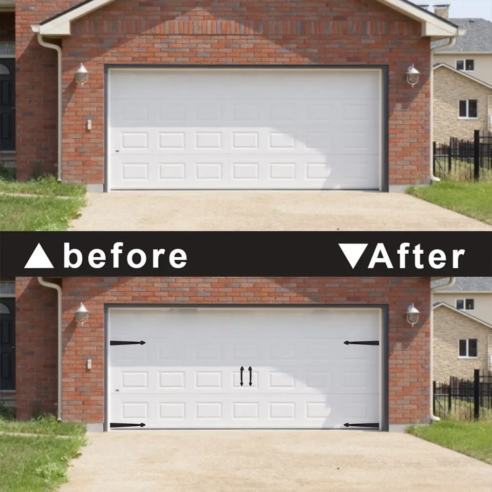 

6pcs/set Magnetic Garage Door Frame Handle Black Decorative Hinges Hardware Kit UV Protection Rain Protection Mildew Protection